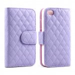 Wholesale iPhone 5 5S Square Flip Leather Wallet Case with Stand (Purple)